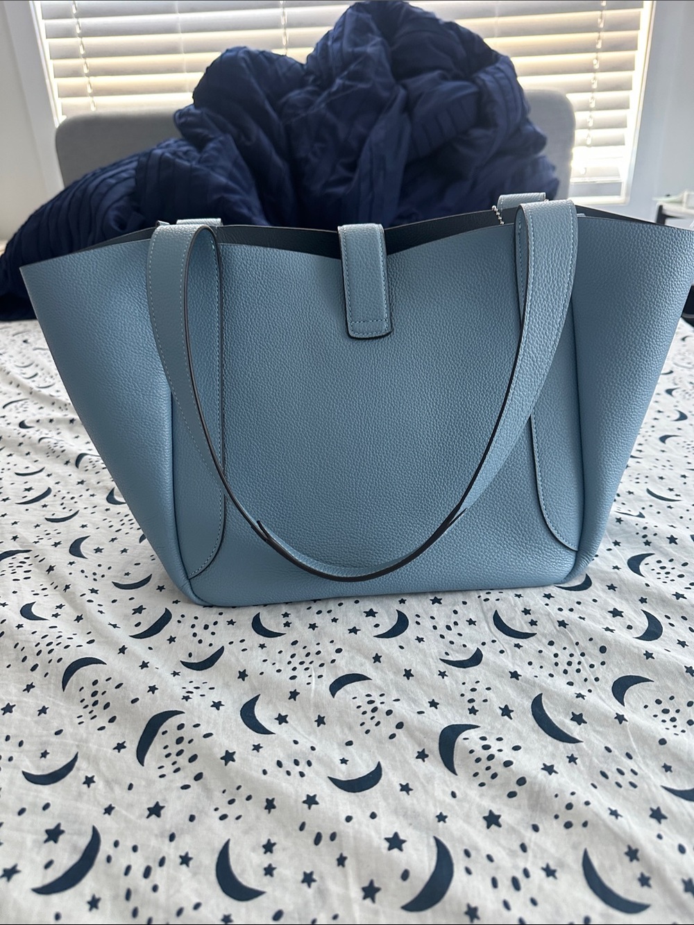 Coach Light Blue Pebbled Leather Tote - Picture 2 of 2